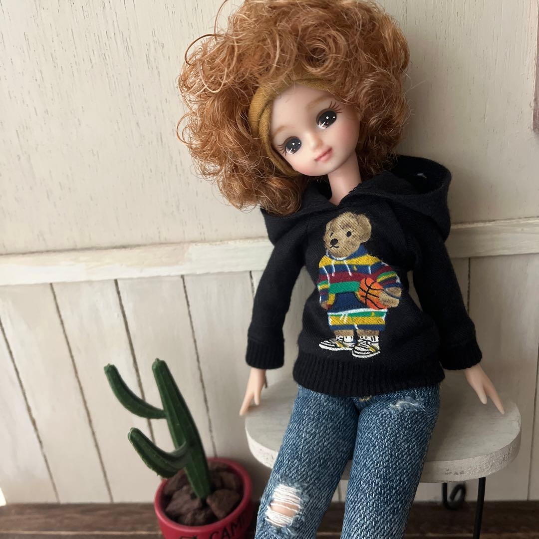 リカちゃん　洋服　テディベア❤︎パーカー　BLACK ハンドメイド