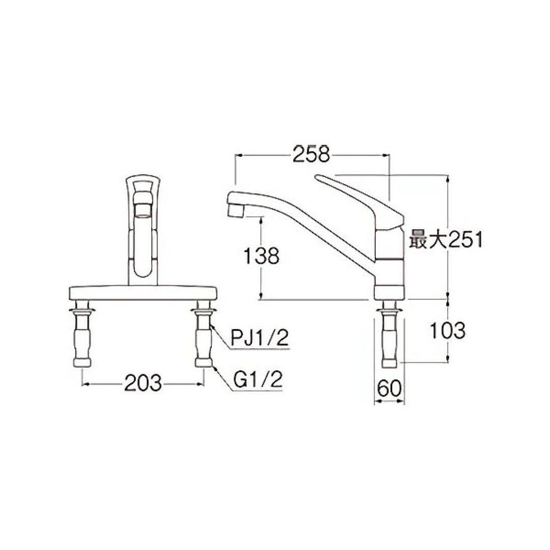 【格安】シングル台付混合栓 SANEI K676EV