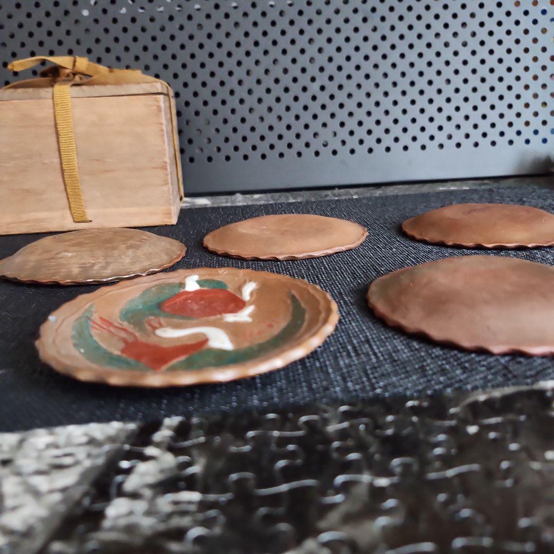 -73\y12 　専用となりました　皿 　備前焼　煎餅皿　鶴　亀