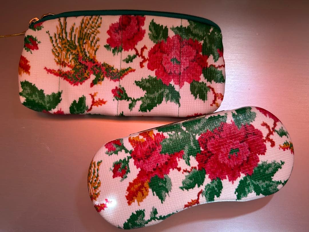 ヴィンテージ　FEILER フェイラー　ポーチ　メガネケース　セット　花　鳳凰