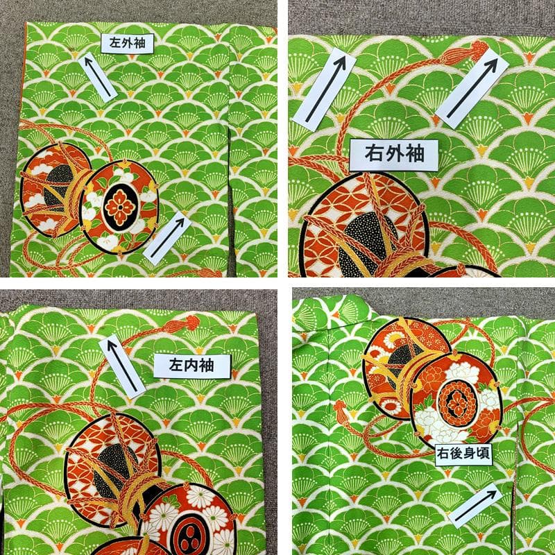 601ag28□七五三 七歳 女児 着物&袋帯 鼓 青海波に梅□状態良好