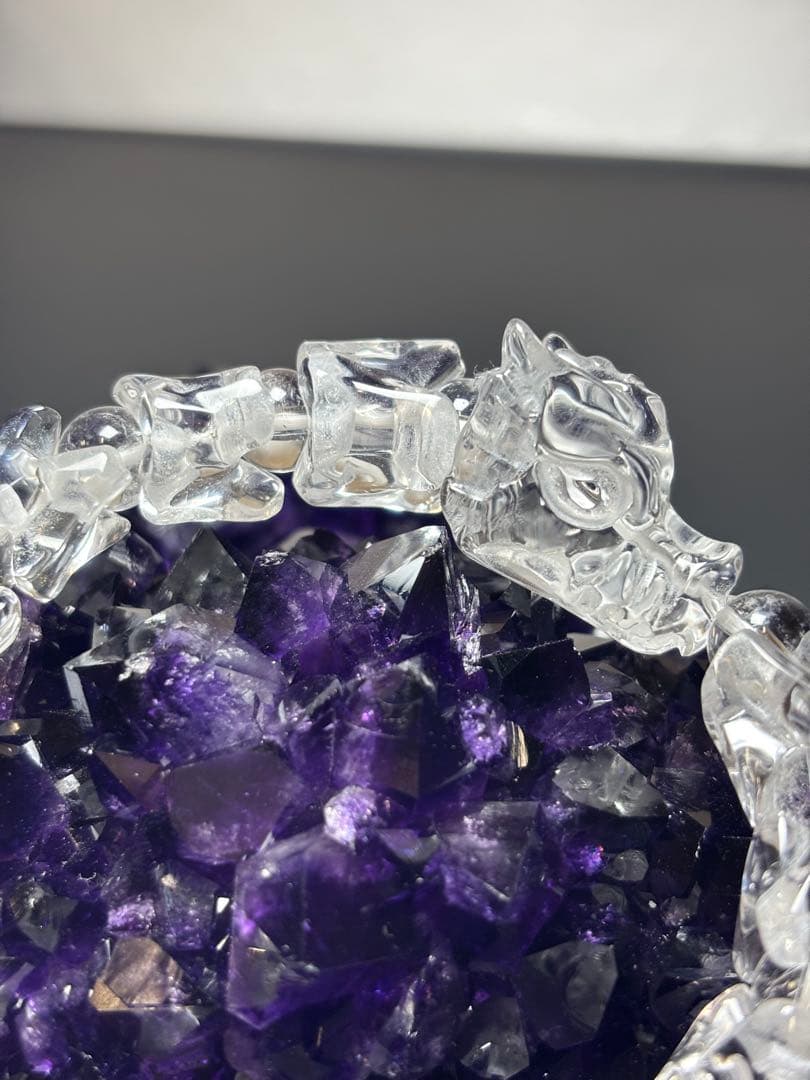 龍のクリア水晶ブレスレット　8.7mm前後　天然石