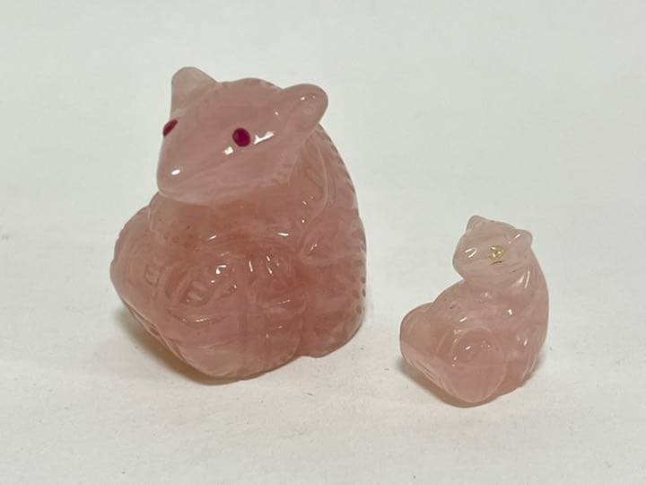 干支 ローズクォーツ ねずみ 置物 ダイヤモンド ルビー 天然石 パワーストーン