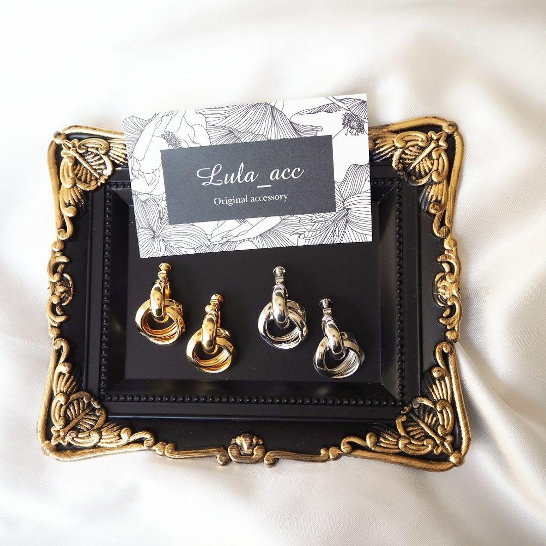 【3for1500】【SOLD】2color♡2連リング イヤリング ゴールド