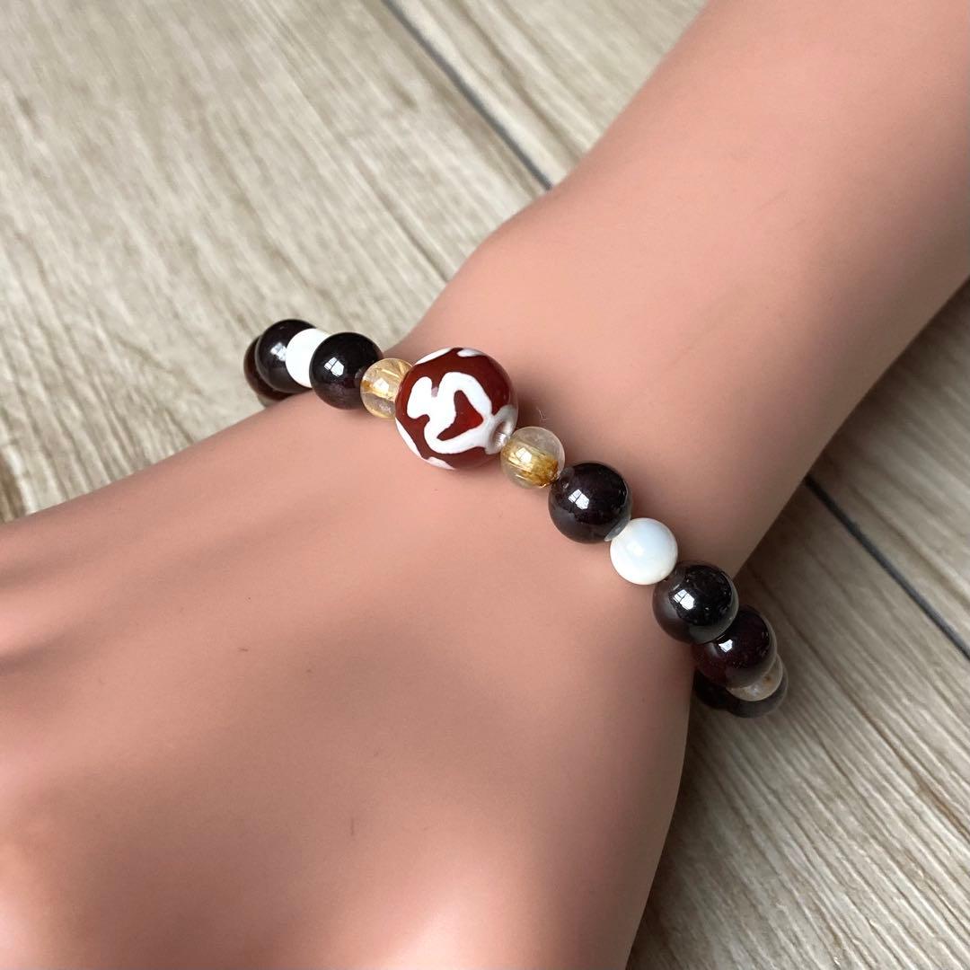 様々な運を上げてくれるお守り/寳瓶天珠・タイガーアイ・他/パワーストーンブレス