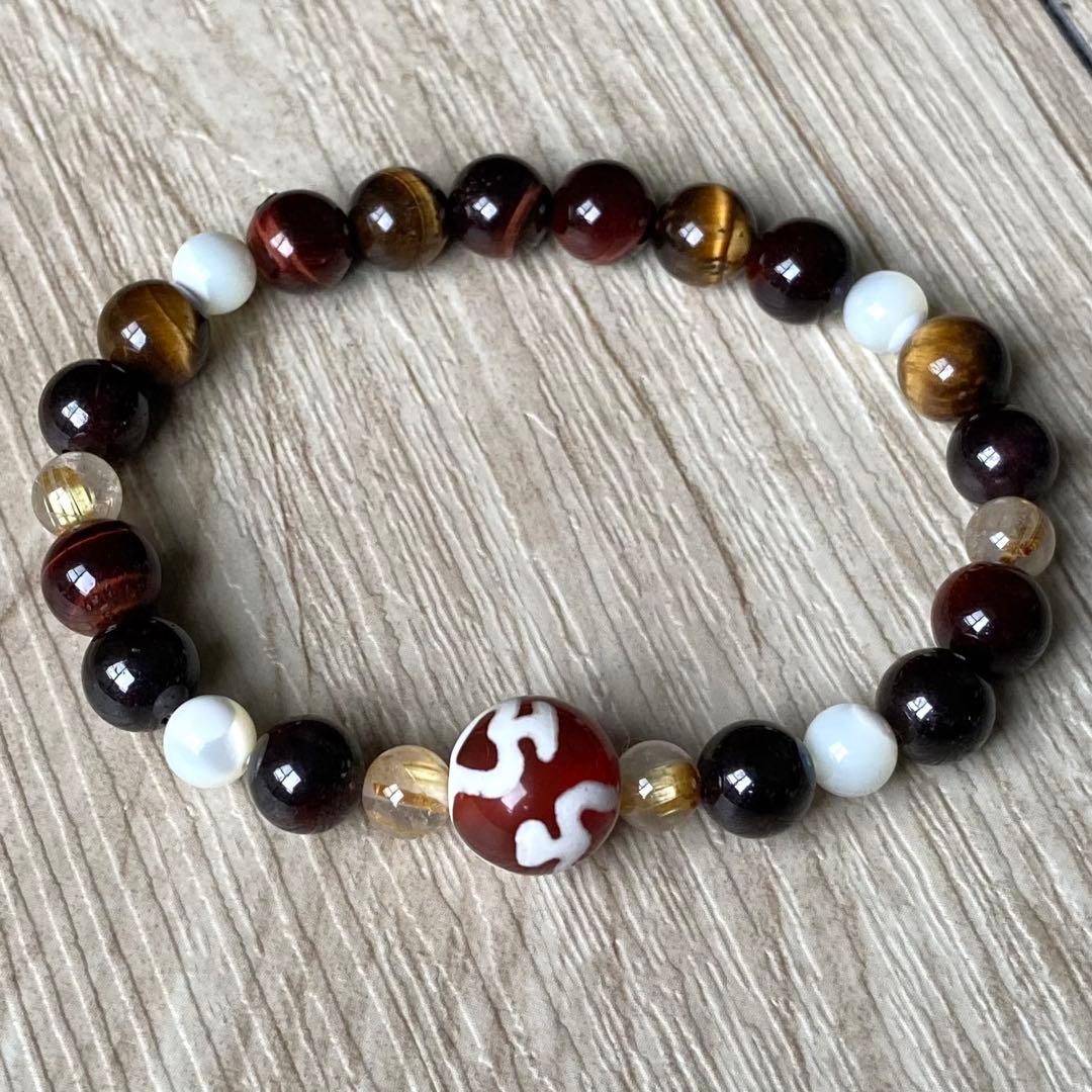 様々な運を上げてくれるお守り/寳瓶天珠・タイガーアイ・他/パワーストーンブレス