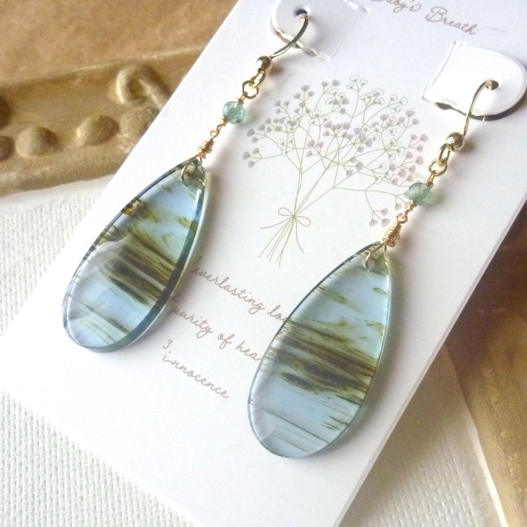 skygray様＊14kgf/天然ガラスブルーオブシディアンのハンドメイドピアス