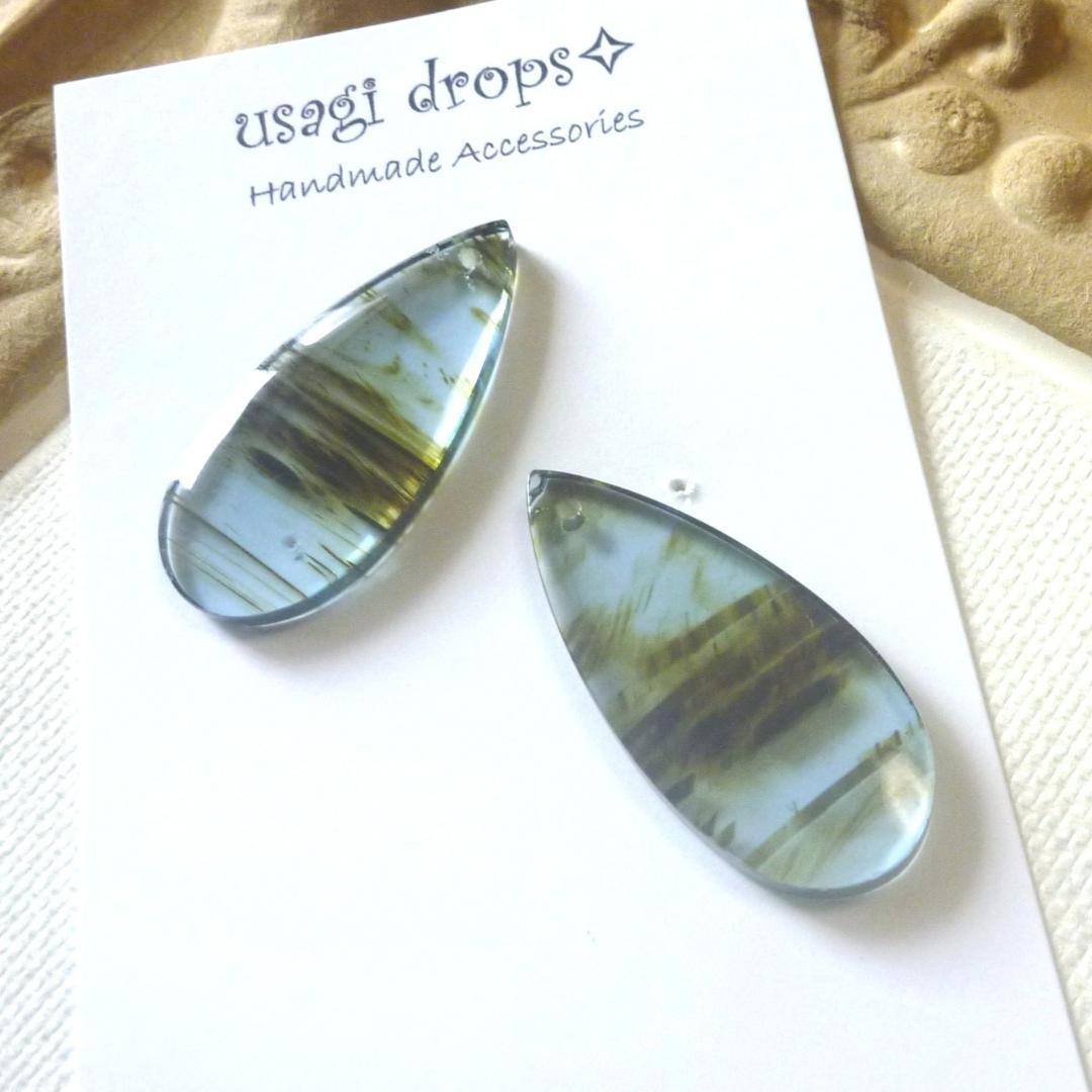 skygray様＊14kgf/天然ガラスブルーオブシディアンのハンドメイドピアス