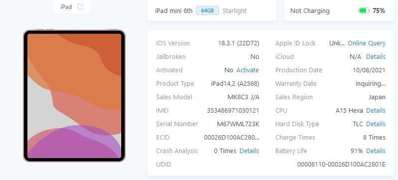 Apple iPad mini 第6世代 64GB Wi-Fi + Cell