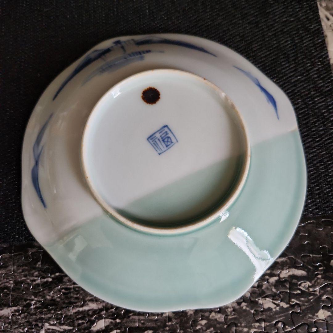 -32//w9　青磁　染付　掛け分け