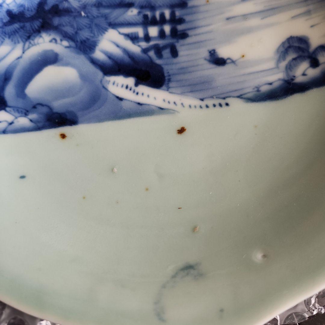 -32//w9　青磁　染付　掛け分け