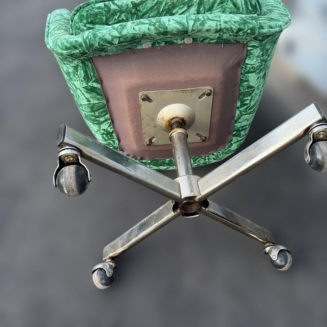 ベロア椅子　4脚有り　レトロ　昭和　希少　グリーン アームチェア ファブリック