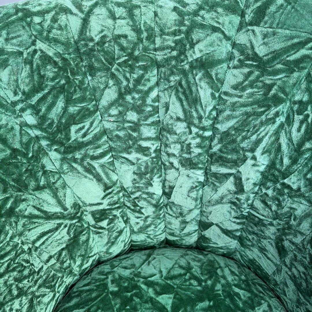 ベロア椅子　4脚有り　レトロ　昭和　希少　グリーン アームチェア ファブリック