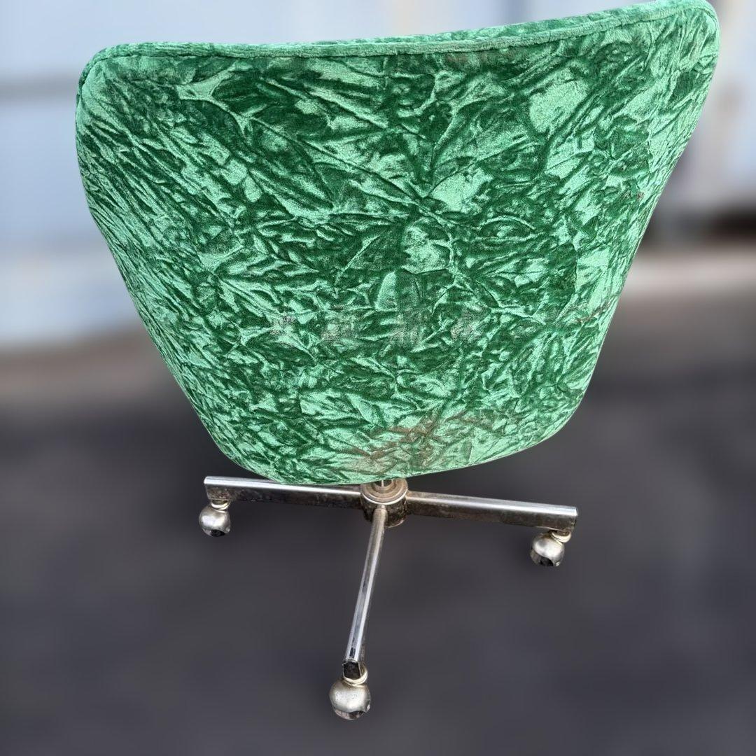 ベロア椅子　4脚有り　レトロ　昭和　希少　グリーン アームチェア ファブリック