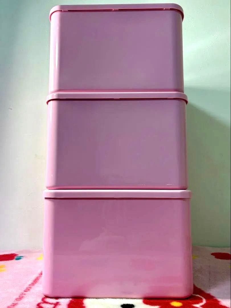 最終HelloKitty 収納ケース　キティ　3段チェスト　引き出し　平成レトロ