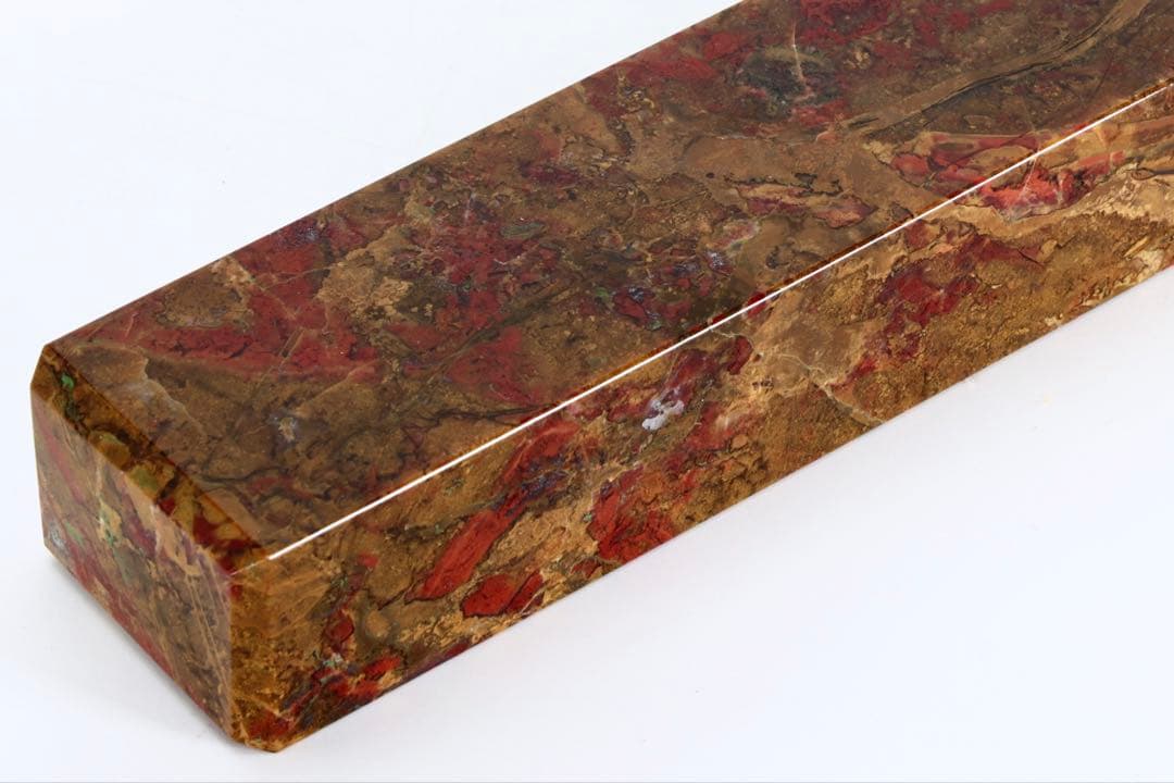 佐渡銘石 赤玉石 文鎮 528g 共箱付 天然石 赤石 書道具 ペーパーウェイト