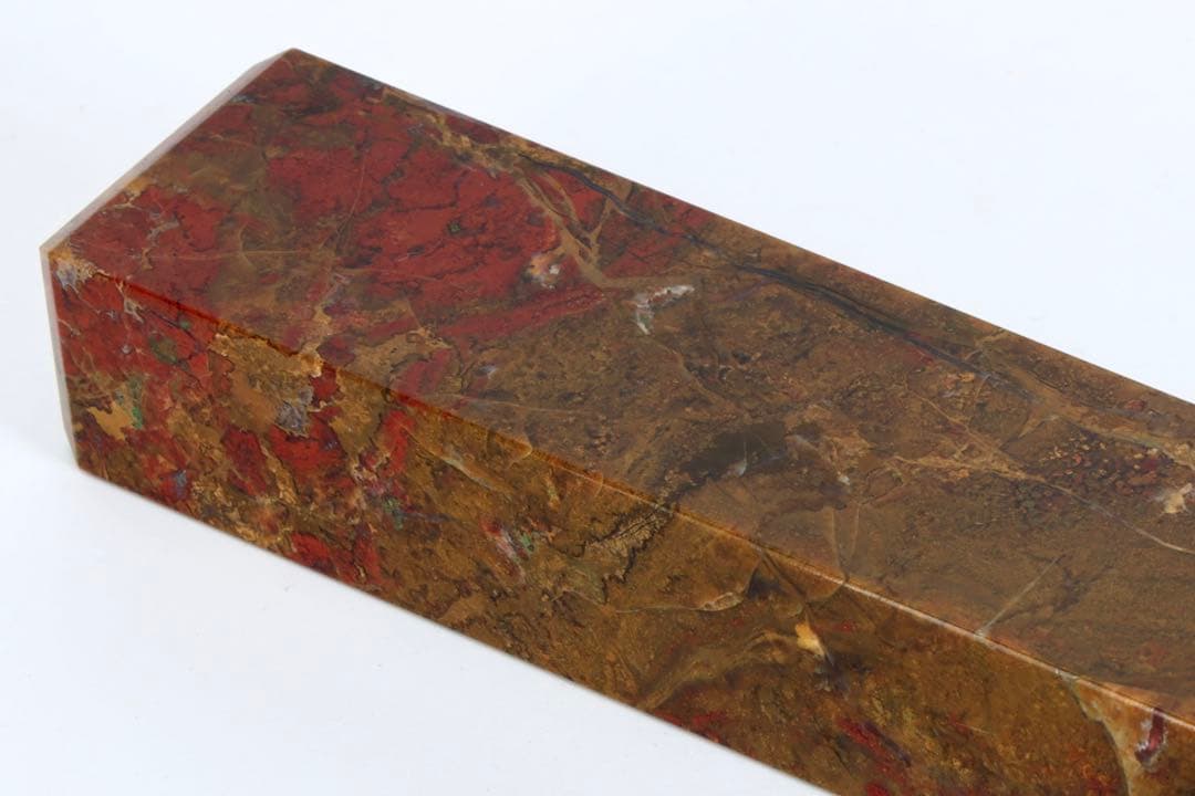 佐渡銘石 赤玉石 文鎮 528g 共箱付 天然石 赤石 書道具 ペーパーウェイト