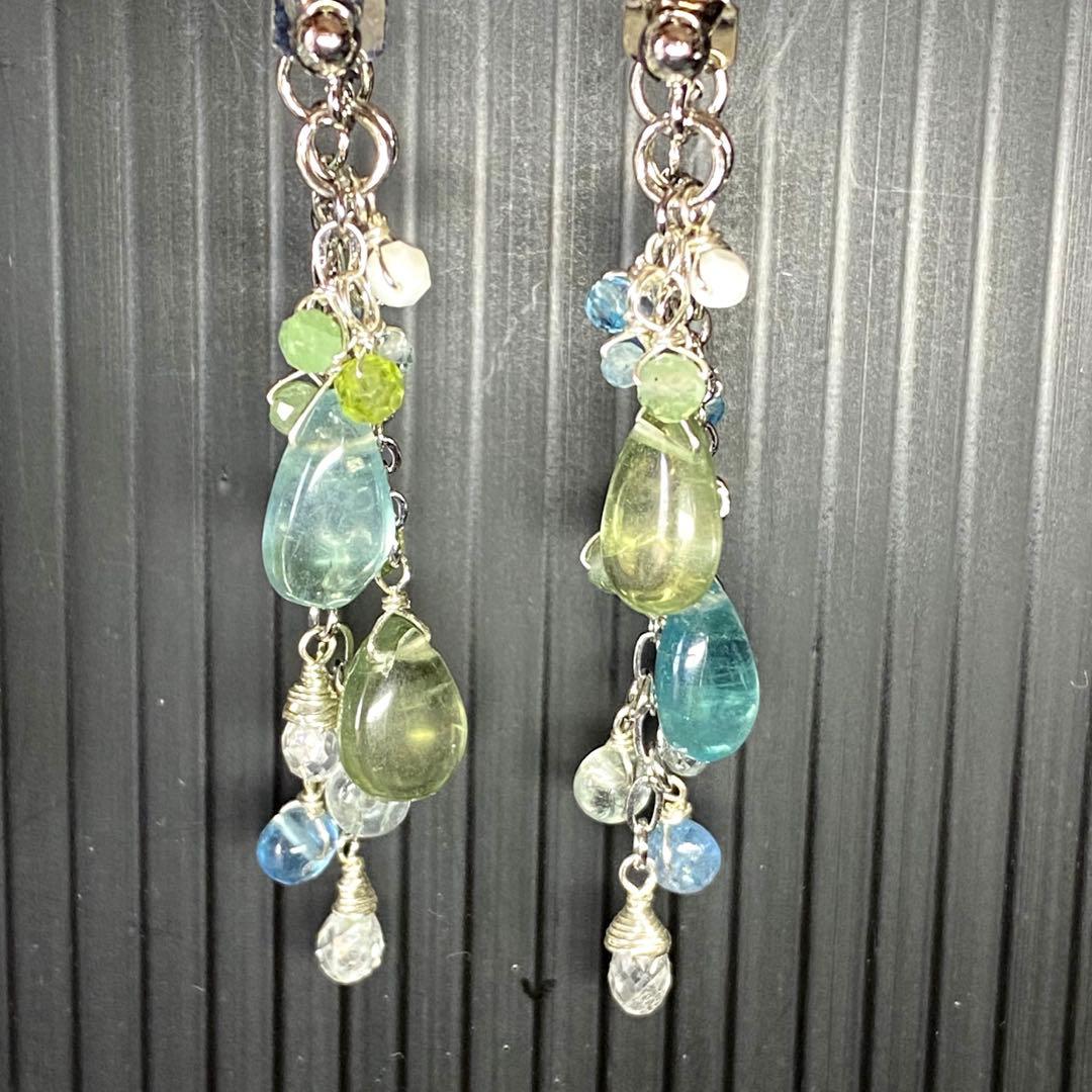 【秋色】カラーアシンメトリーアパタイト☆天然石ピアス