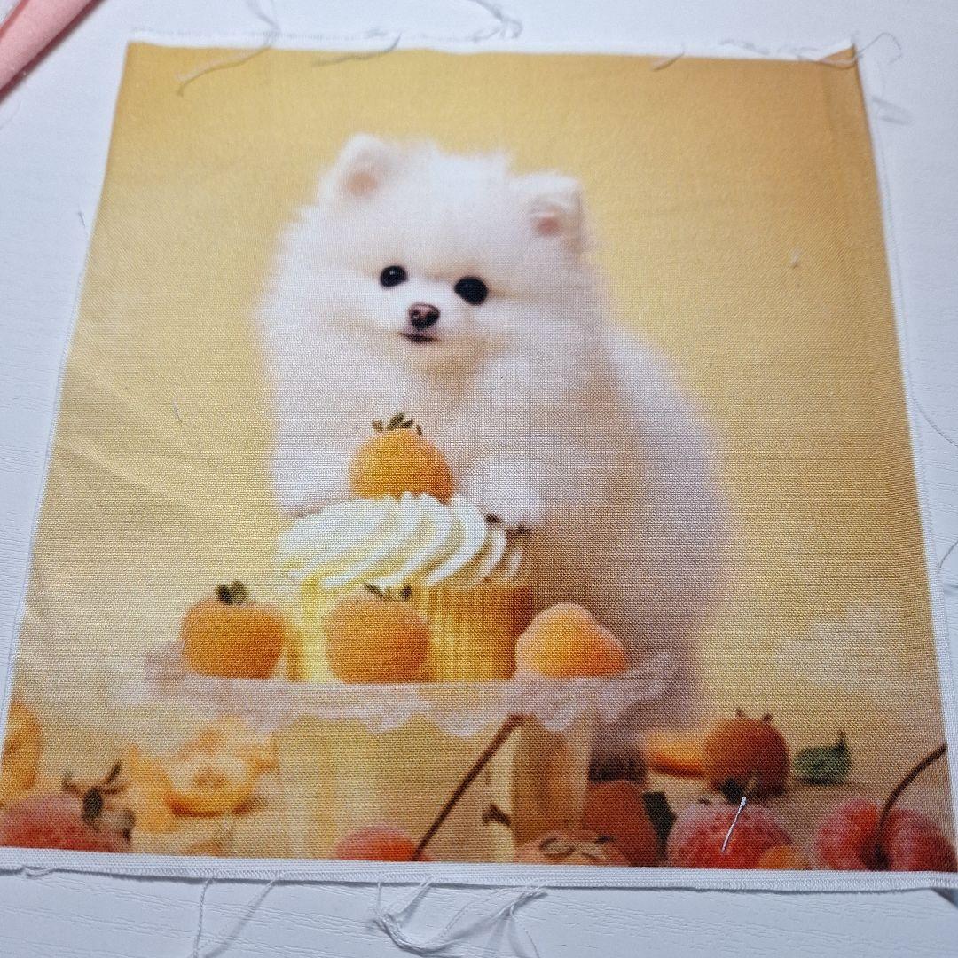 可愛いポメラニアンパネル生地　ハンドメイド