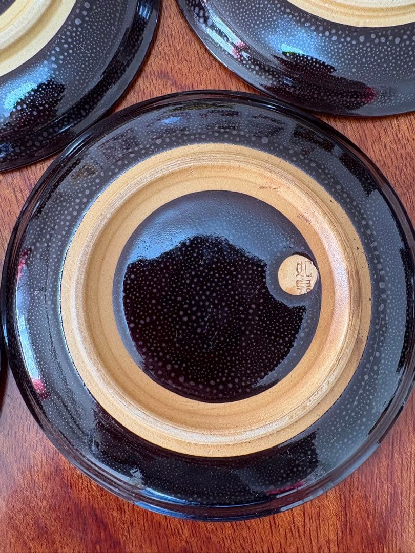 【美品】如泉窯_ 油滴天目_銘々皿5枚セット