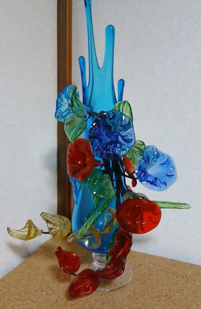 琉球ガラス花瓶 大 花 ヴィンテージ