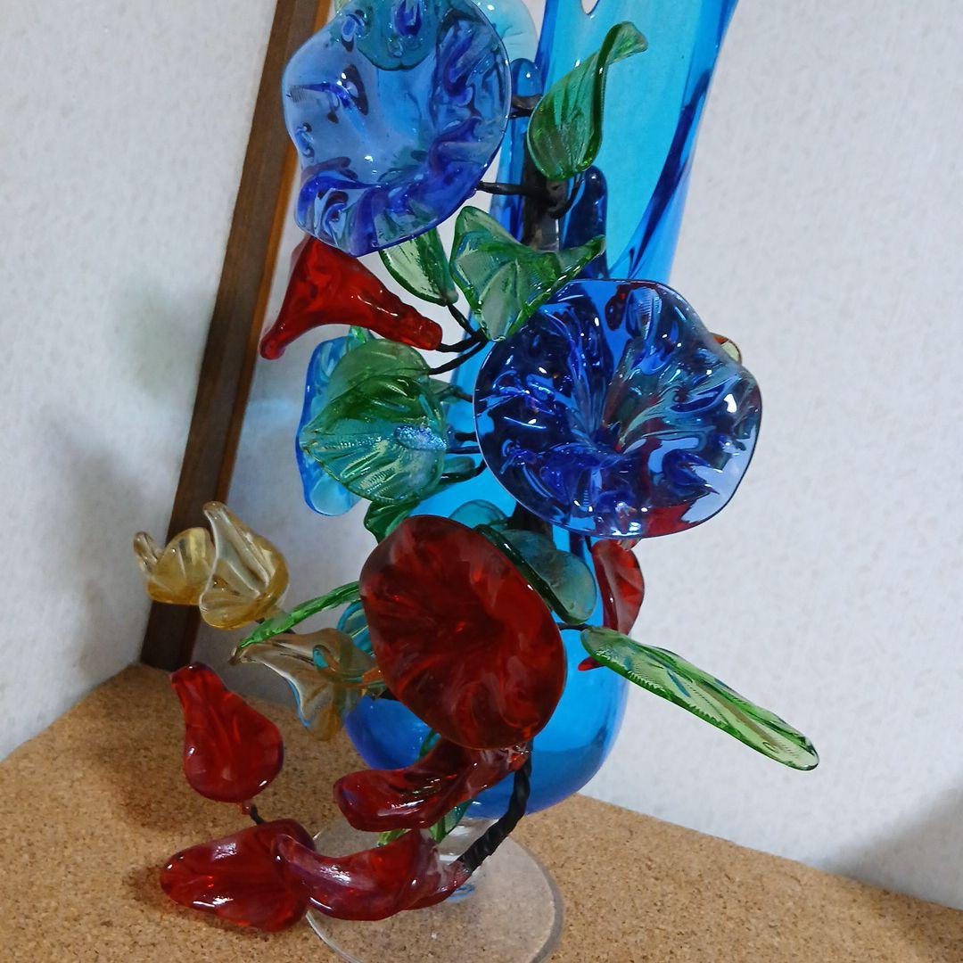 琉球ガラス花瓶 大 花 ヴィンテージ