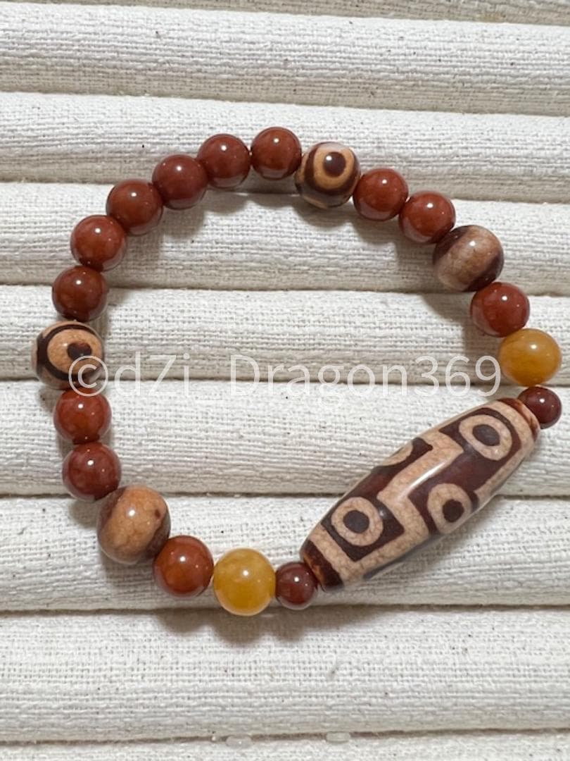 【入門用に如何でしょうか？？】dZI ジービーズ 上肯龍紋火供九眼天珠のブレス