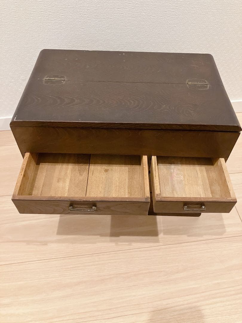 【昭和レトロ】天然木 針箱 裁縫箱 アンティーク 古道具 小物入れ 5杯
