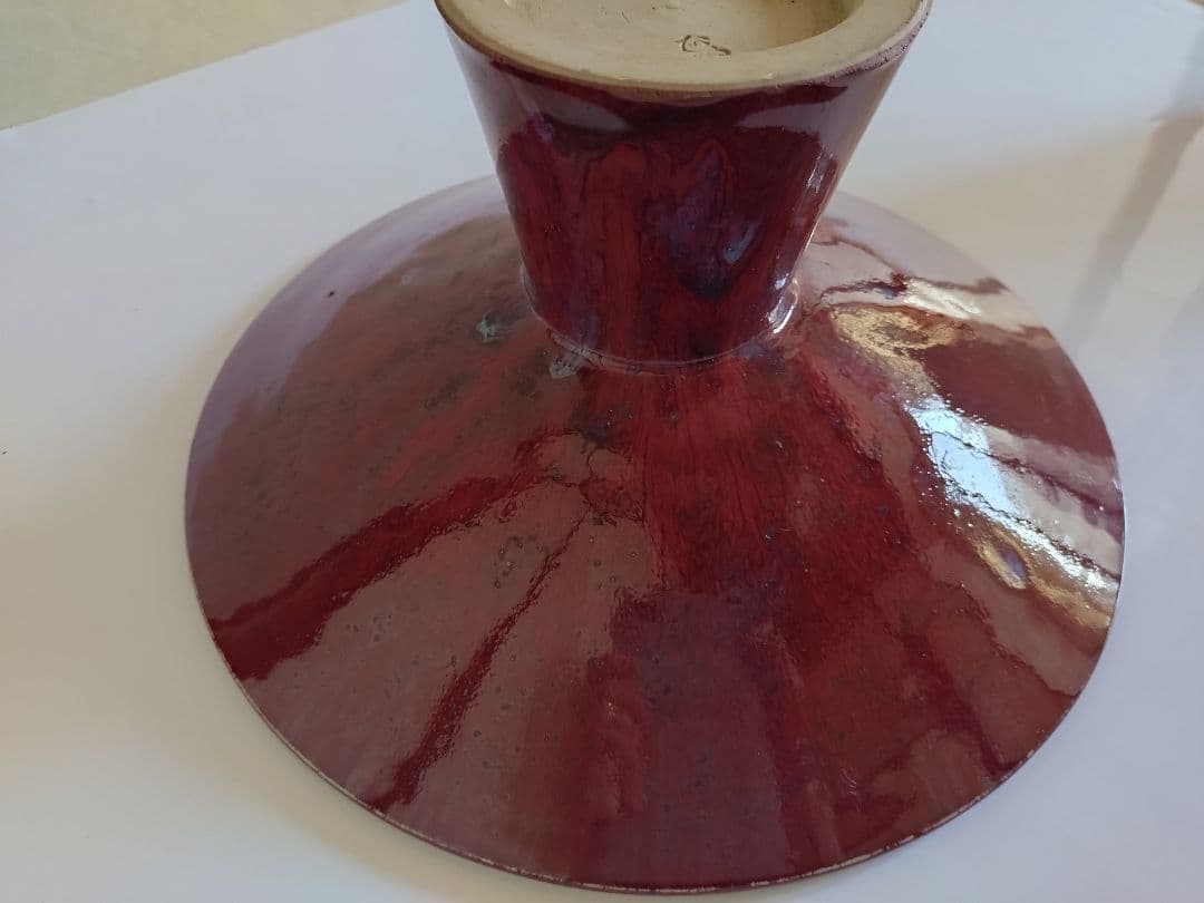 1 小林正明 作　辰砂ぐすり　陶器　花器　池坊　華道具　フラワーベース　花瓶