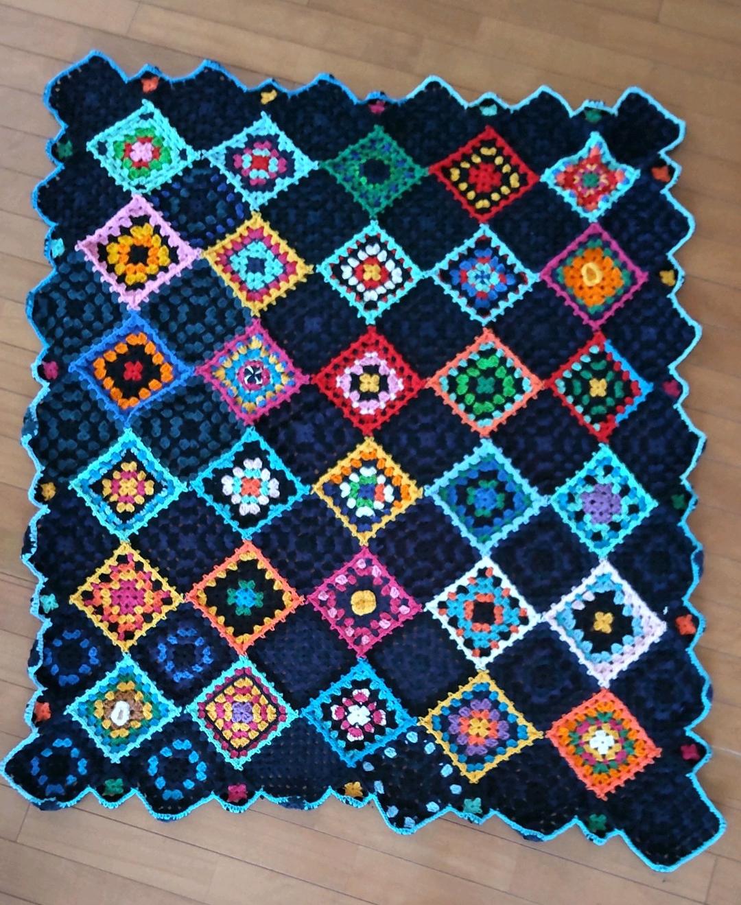 手編みブランケット　グラニーモチーフ