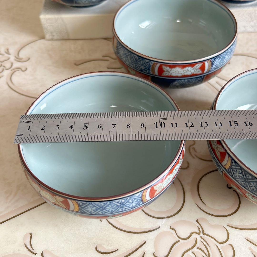 有田焼　紀窯　多用碗揃　５枚セット　小鉢　煮物鉢　お茶碗　小丼　色絵　古伊万里