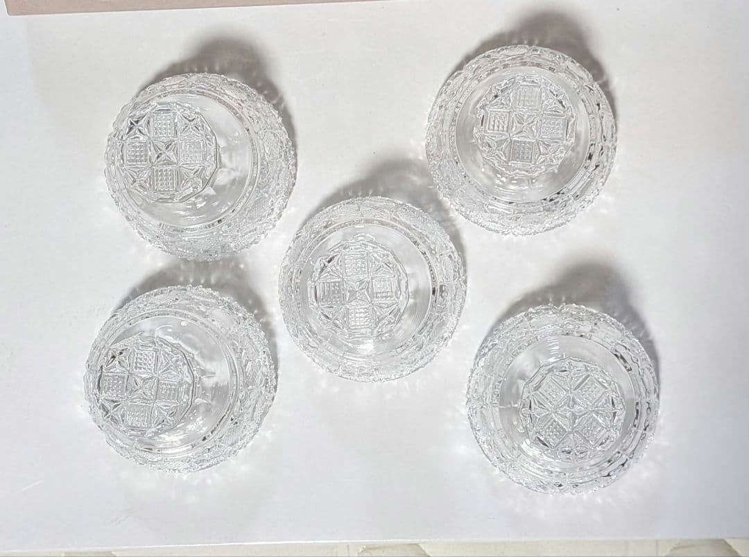 新品　佐々木ガラス クリスタル和食器 高台　珍味入れ 風雅 ５客セット箱入