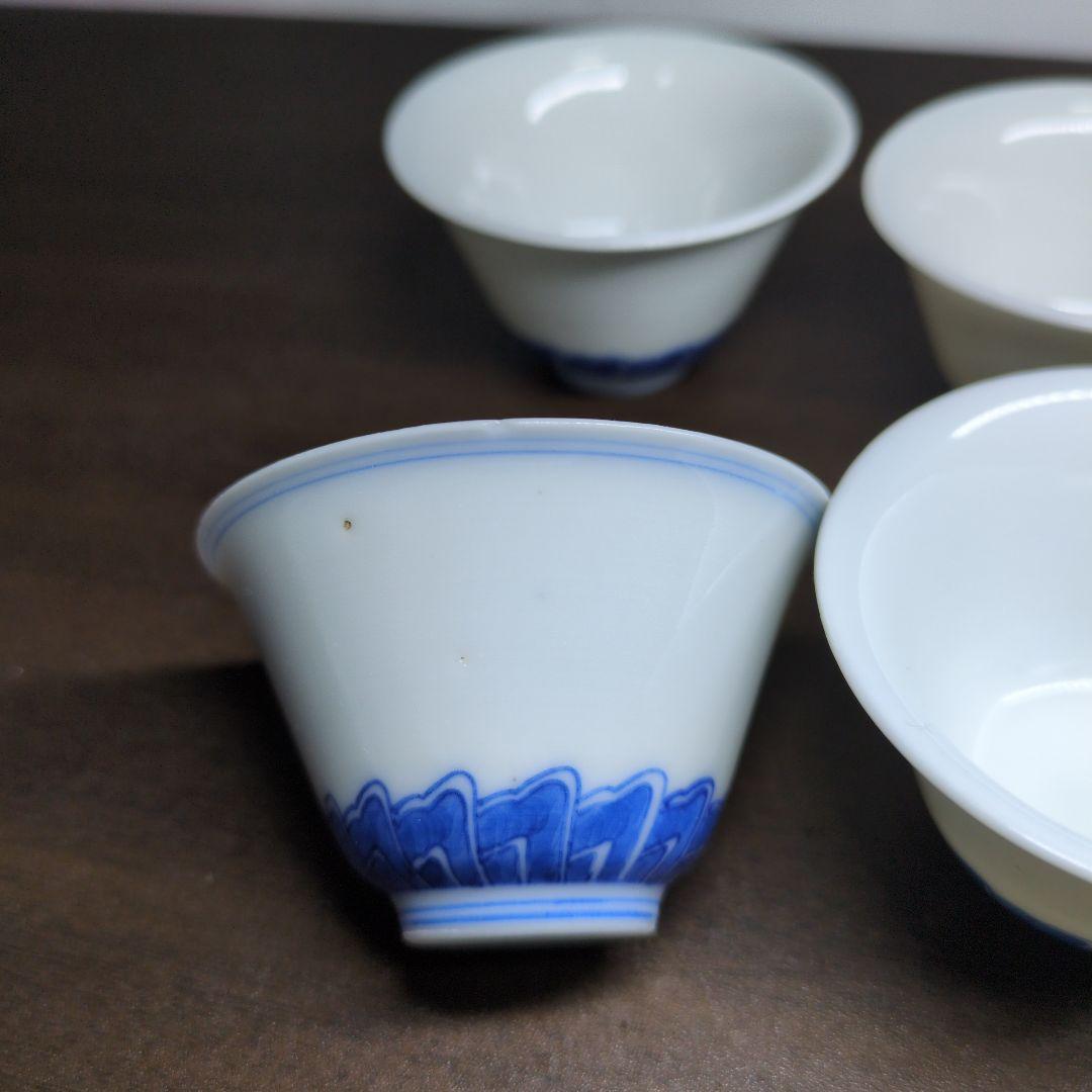 小*糸様 大明成化年製 款 染付 煎茶碗 五客＆成化年製 款 染付 煎茶碗