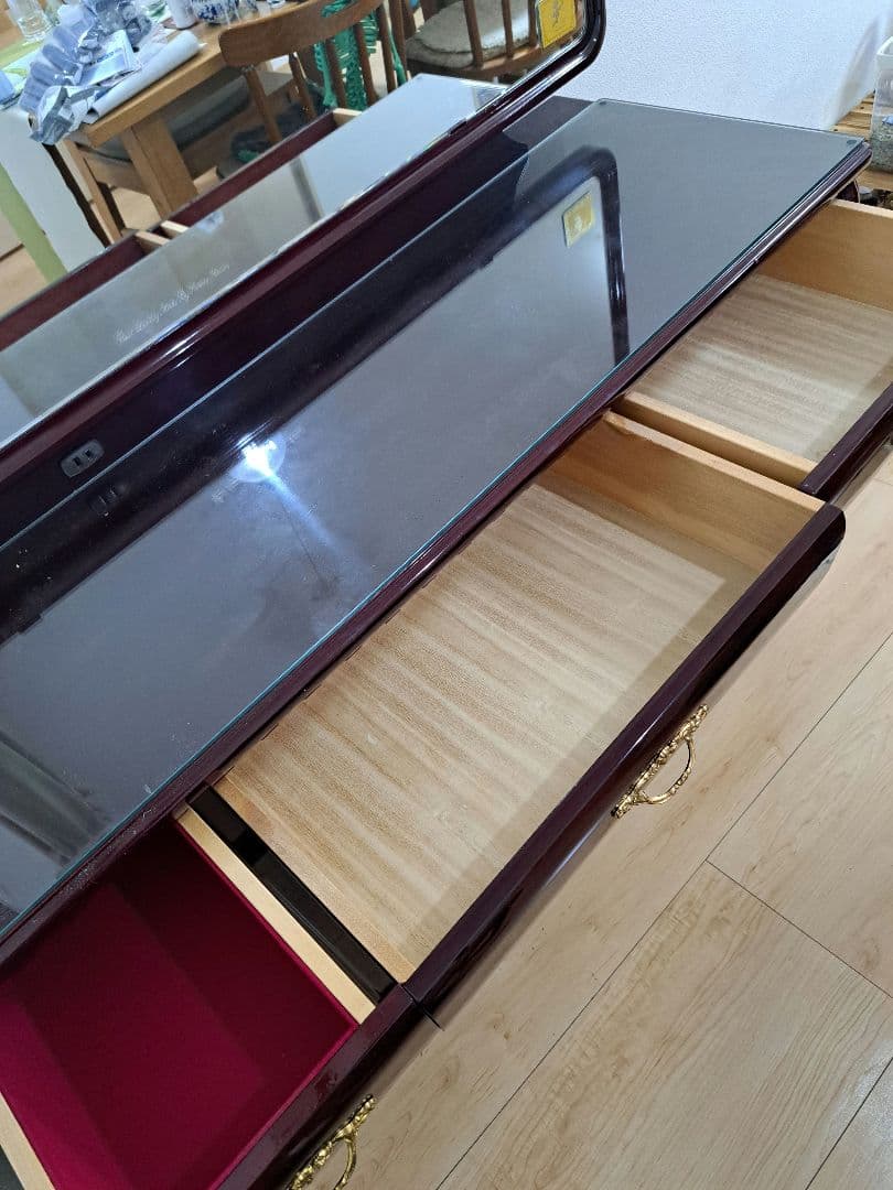 フランスミラー　ヴィンテージ丸二鏡台ドレッサーアンティーク ※椅子セット販売