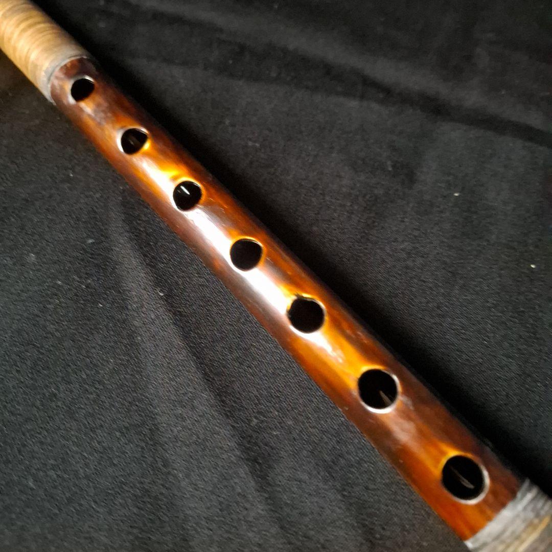 篠笛　古典調　7穴　5本調子　燻風仕上げ　天地胴藤巻き　超鐵仕様