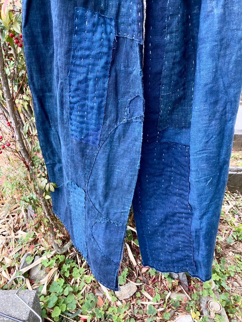 B42 襤褸　ストール　古布　リメイク　藍染　パッチワーク　継ぎ接ぎ　刺し子