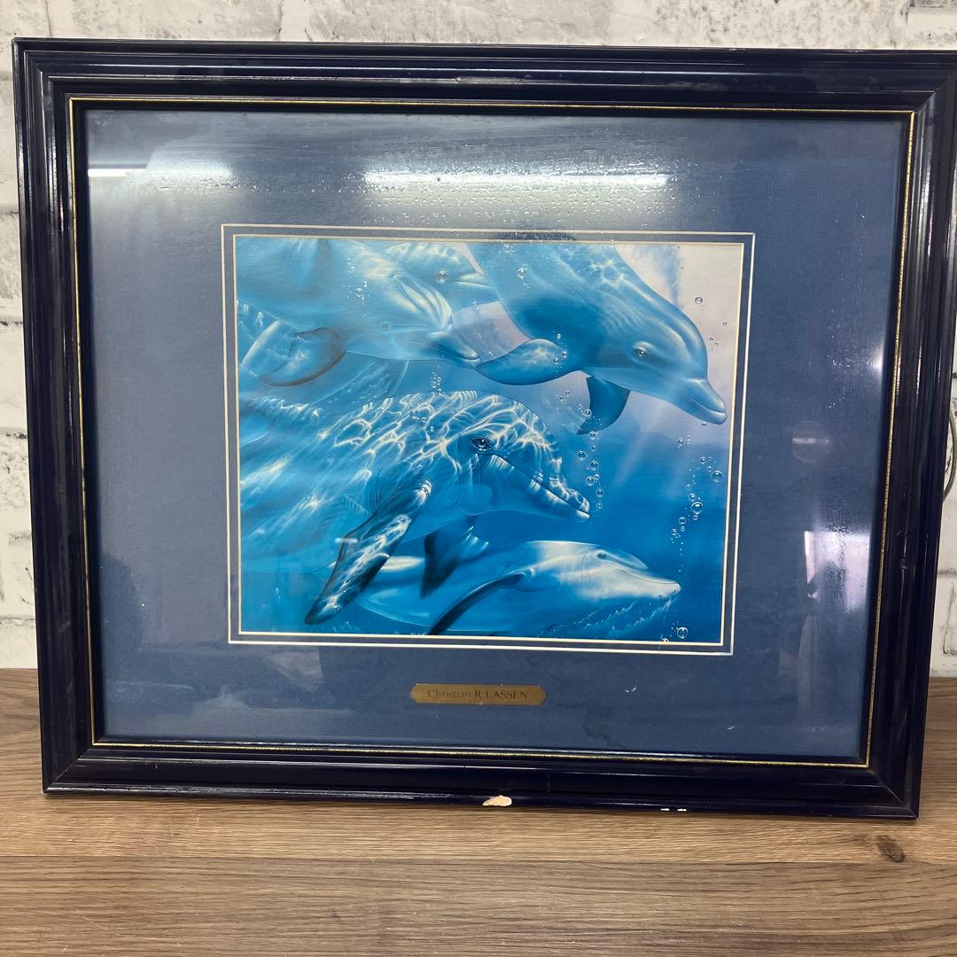 希少 非売品 ラッセン 額装 アート 資生堂 1994年 記念品イルカ 絵画
