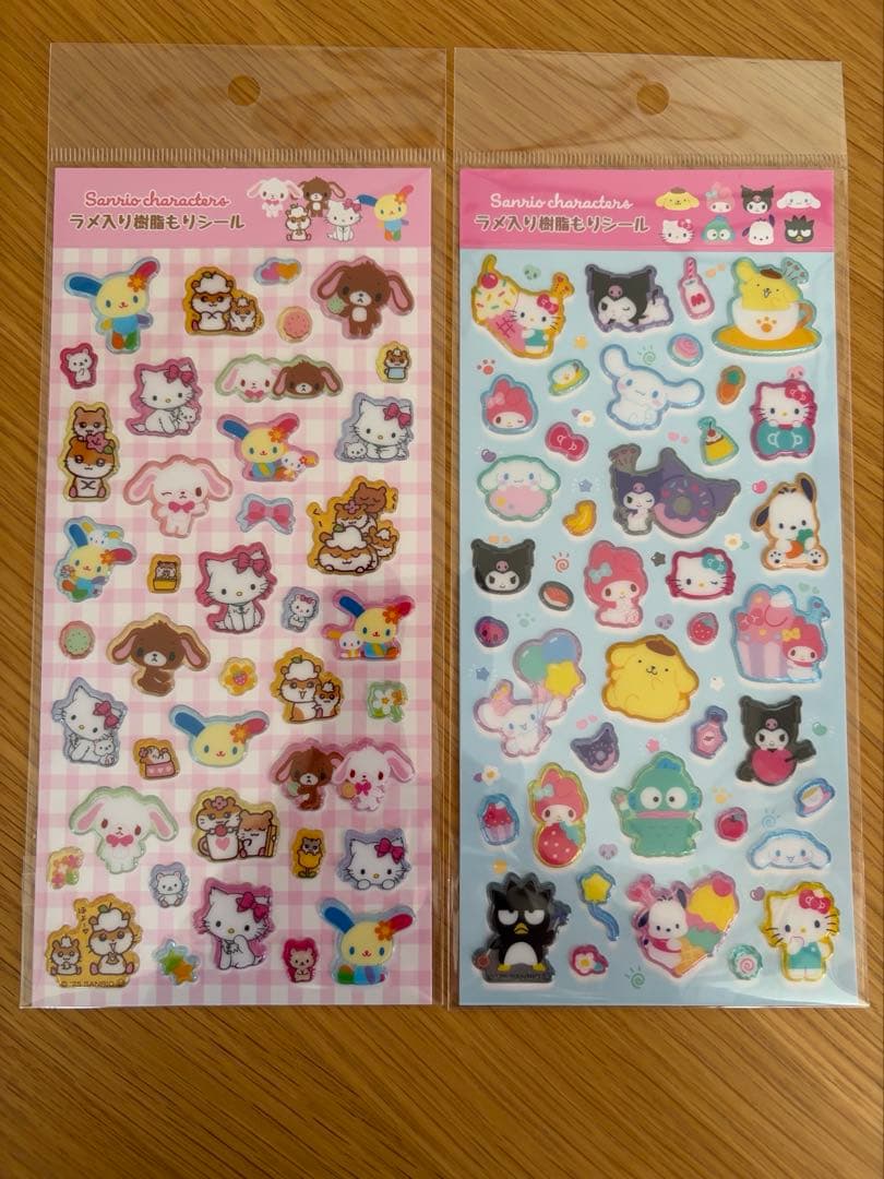 サンリオ すりガラス風シール／ラメ入り樹脂もりシール８種