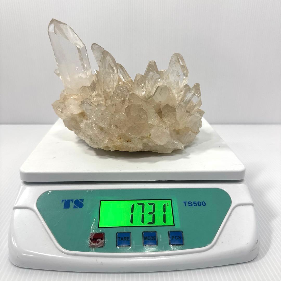 天然水晶クラスター 1.73kg 大型 パワーストーン 天然石 インテリア