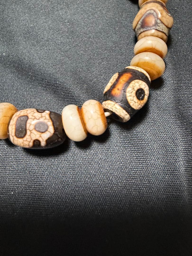 台湾天珠‼️西蔵老礦玉髄骨董龍紋宝瓶天珠ブレスレット