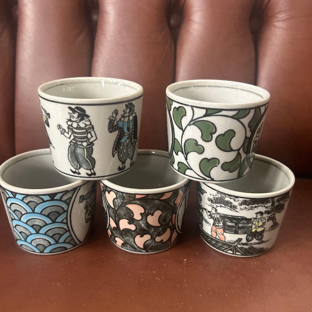 有田焼　円左エ門窯　南蛮人シリーズフリーカップ　５個セット