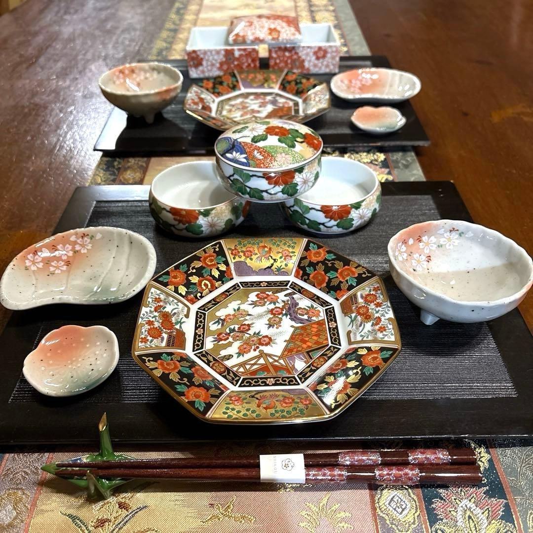 特選✨三段小重鉢・二段小重鉢と古伊万里八角皿他　お2人様お膳